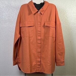 Badgley Mischka Women’s Orange Long Sleeve Button Shirt Size 1X